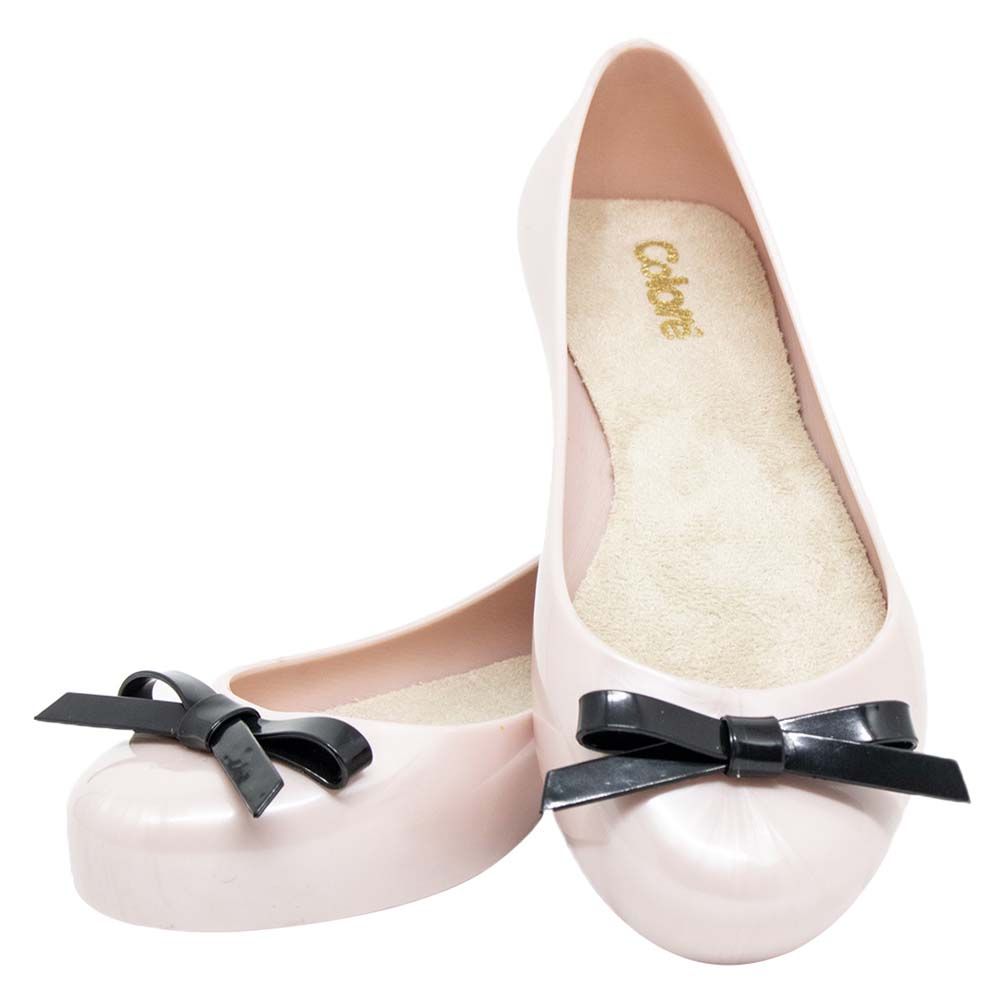 Pimpolho - Black Bow Applique Shoes - Pink