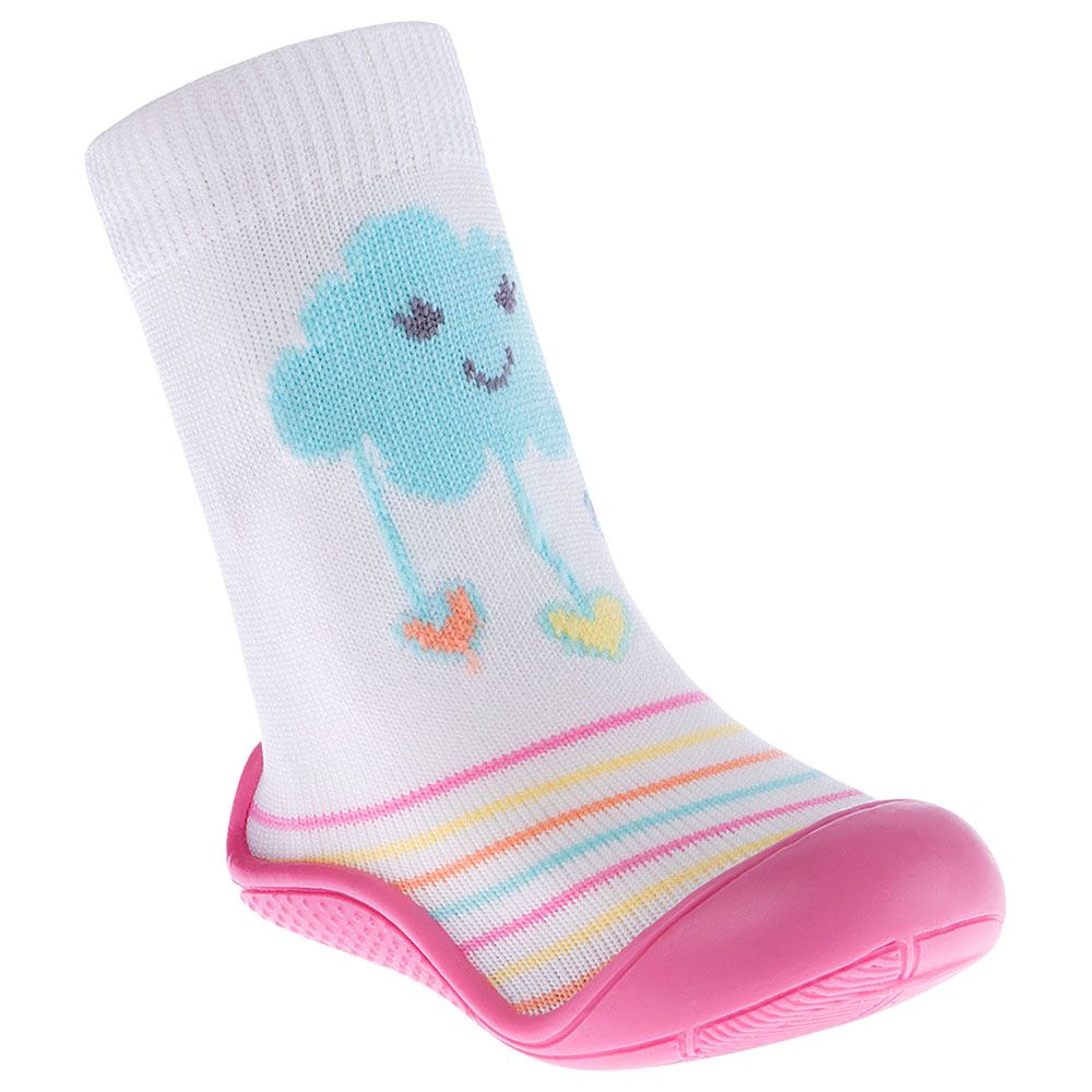 Pimpolho - Cloud Design Sock With Sole - White