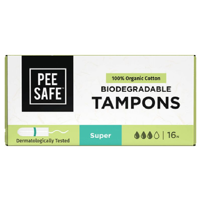 Pee Safe - Organic 100% Biodegradable Tampons - Super - 16pcs