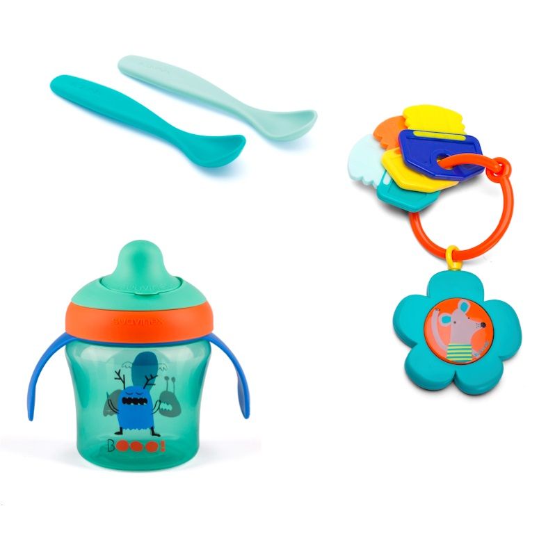 Suavinex - Boo Learning Cup W/ Spoon & Teething Ring - Green