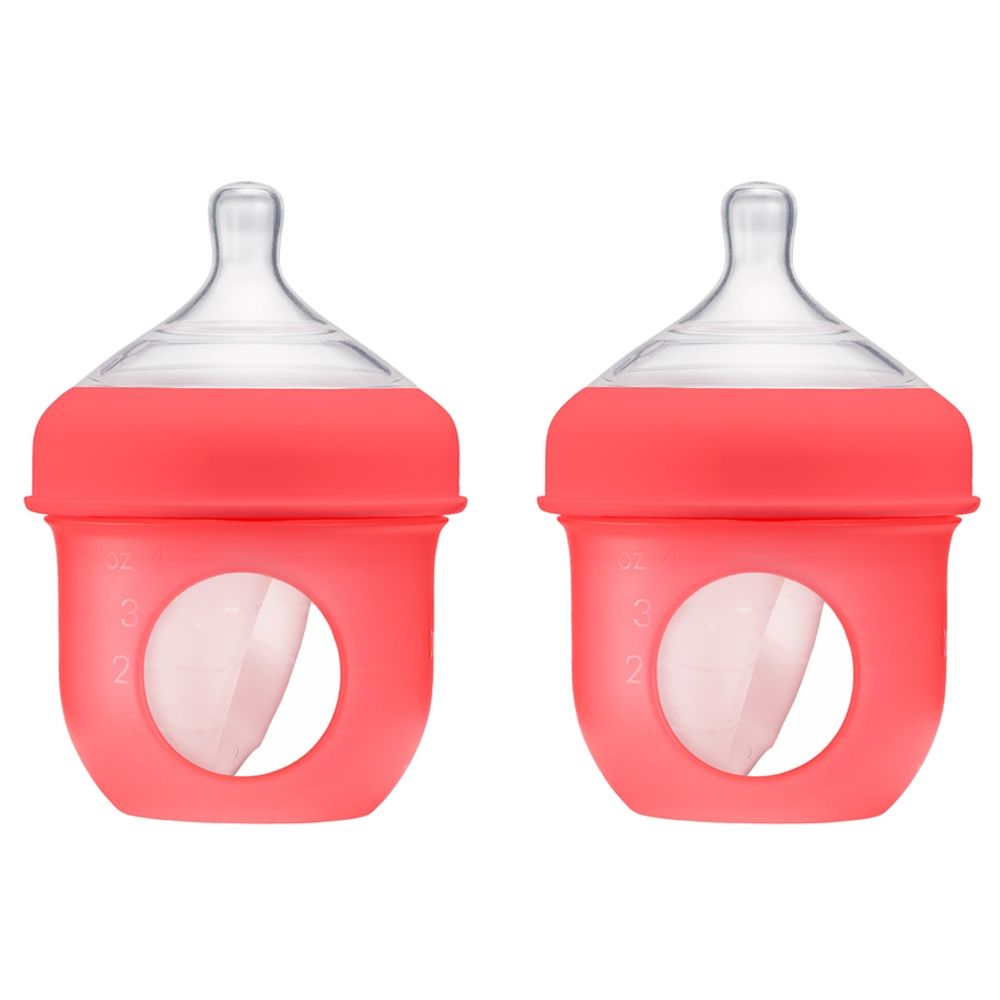 Boon Nursh Silicone Bottle Coral - 4oz + Boon Nursh Silicone Bottle Coral - 4oz