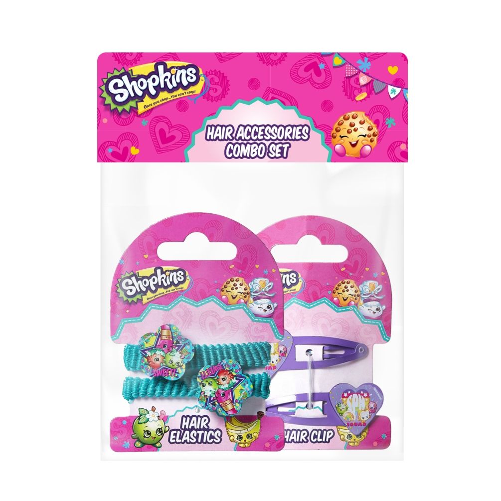 Shopkins - Hair Clip Green & Pony Band Lavender Combo