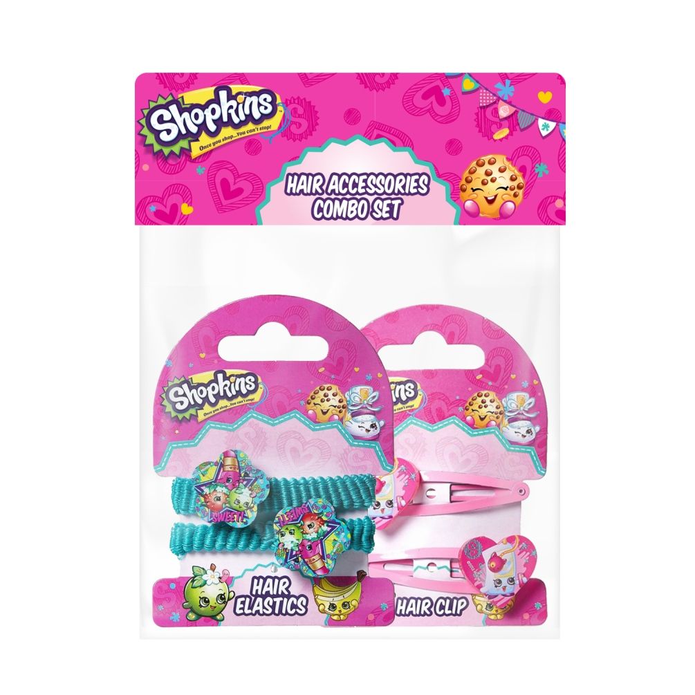 Shopkins - Hair Clip Green & Pony Band Pink Combo