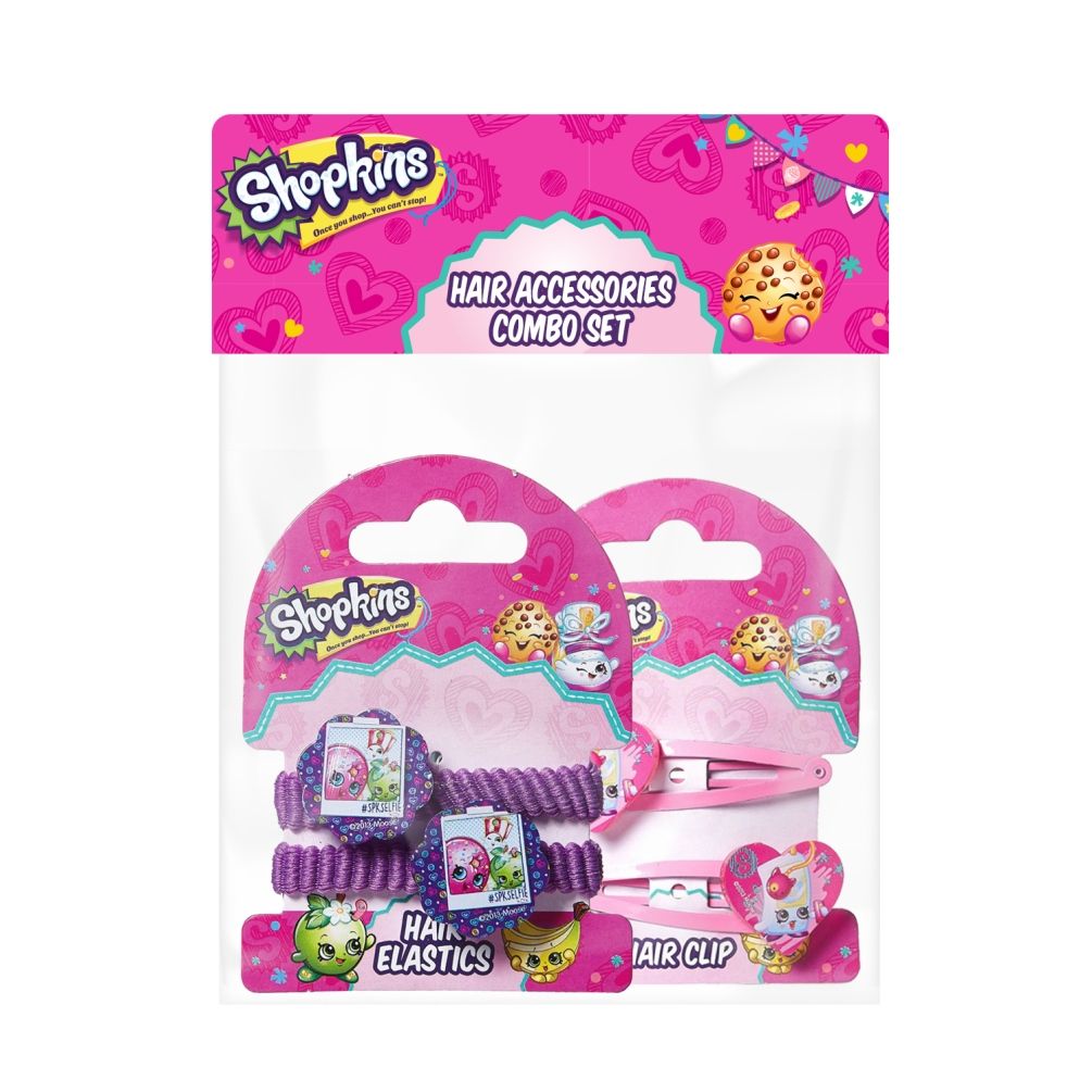 Shopkins - Hair Clip Lavender & Pony Band Pink Combo