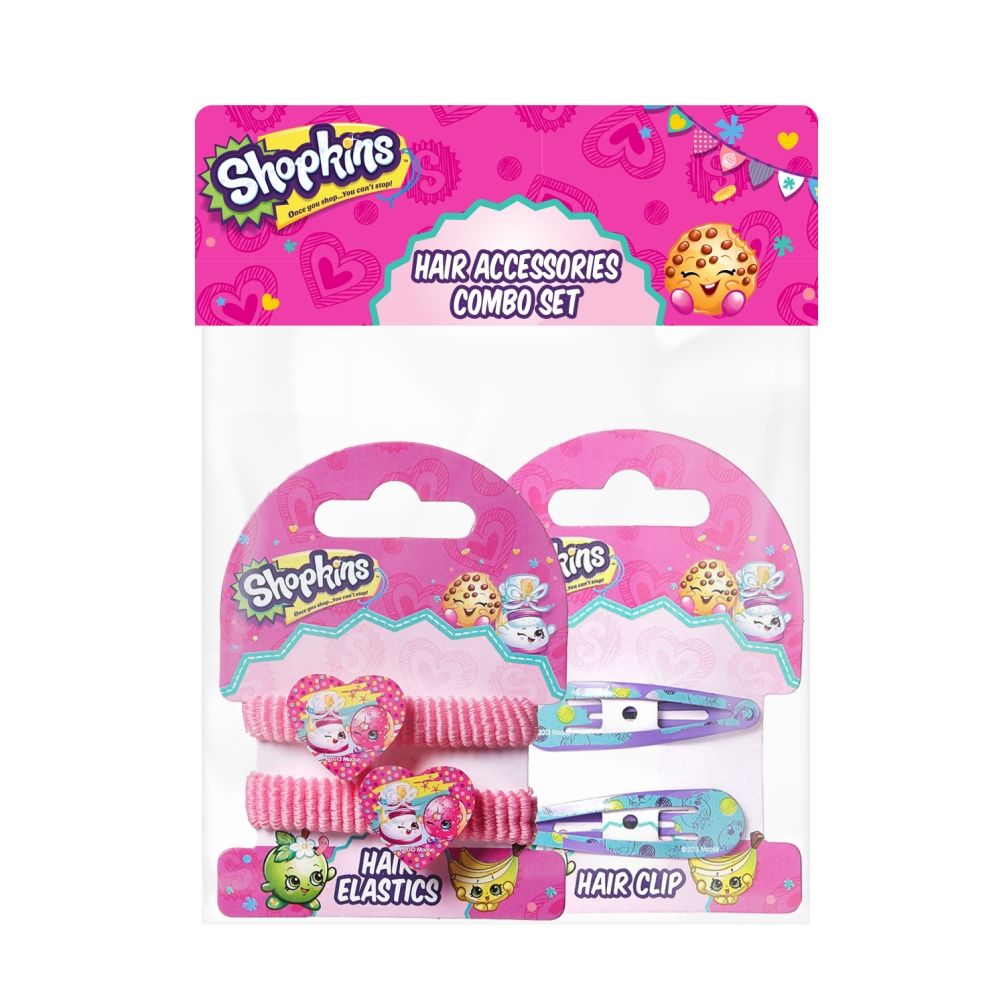 Shopkins - Hair Clip Multi-Color  & Pony Band Green Combo