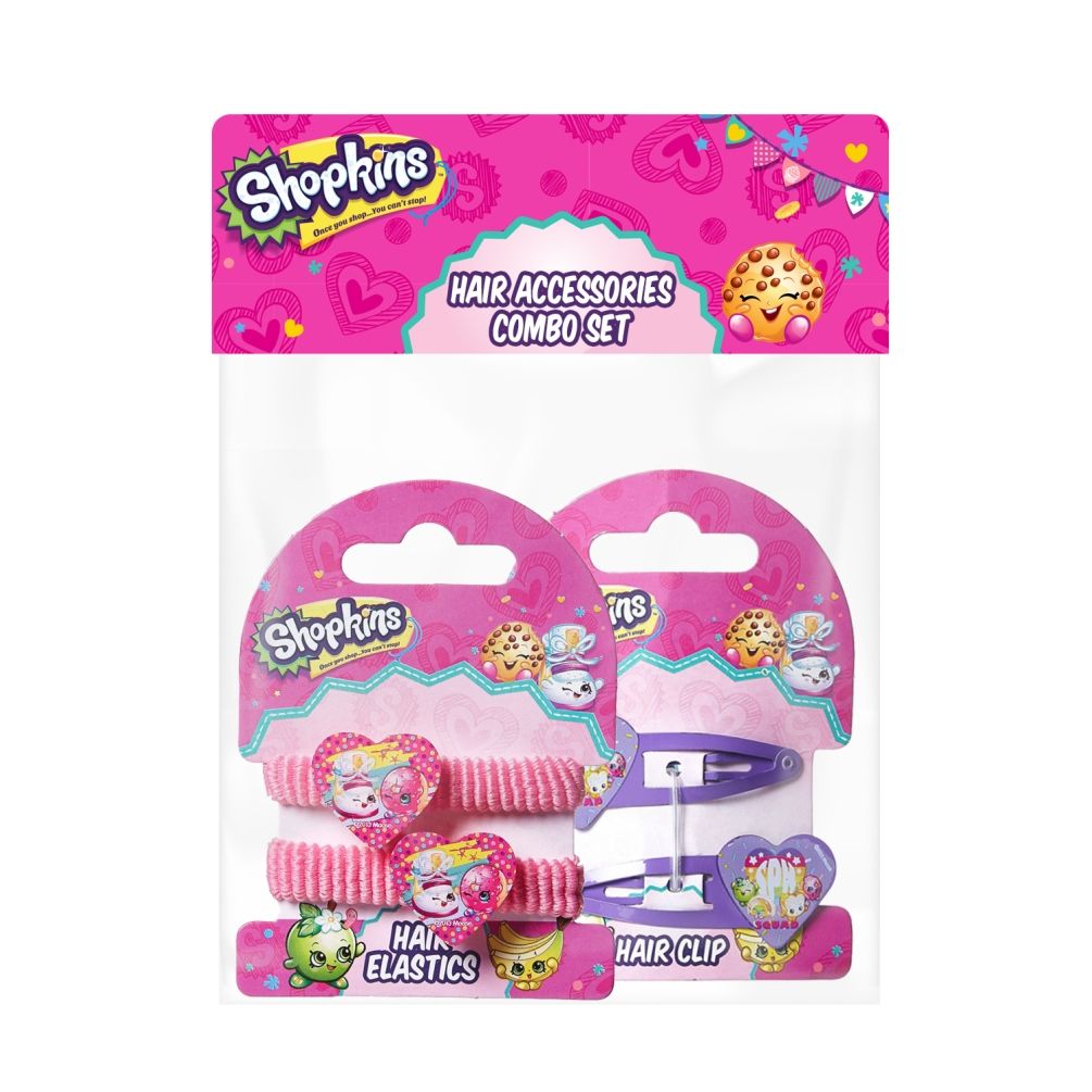 Shopkins - Hair Clip Multi-Color  & Pony Band Lavender Combo