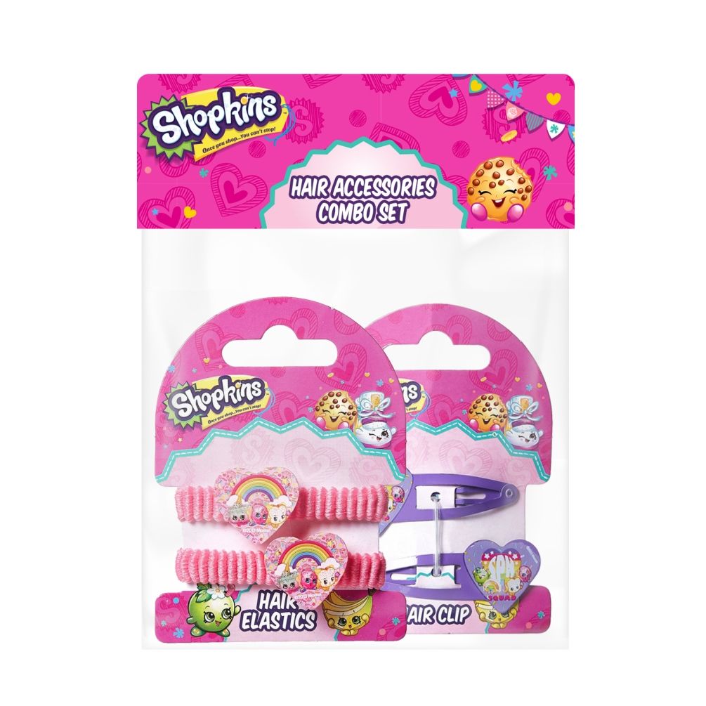 Shopkins - Hair Clip Pink & Pony Band Lavender Combo