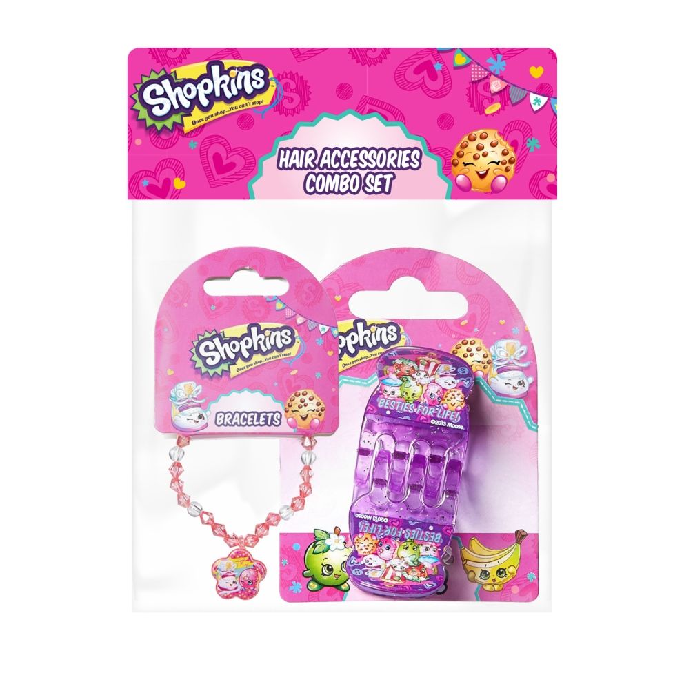 Shopkins - Bracelets Pink & Hair Claws  Lavender Combo