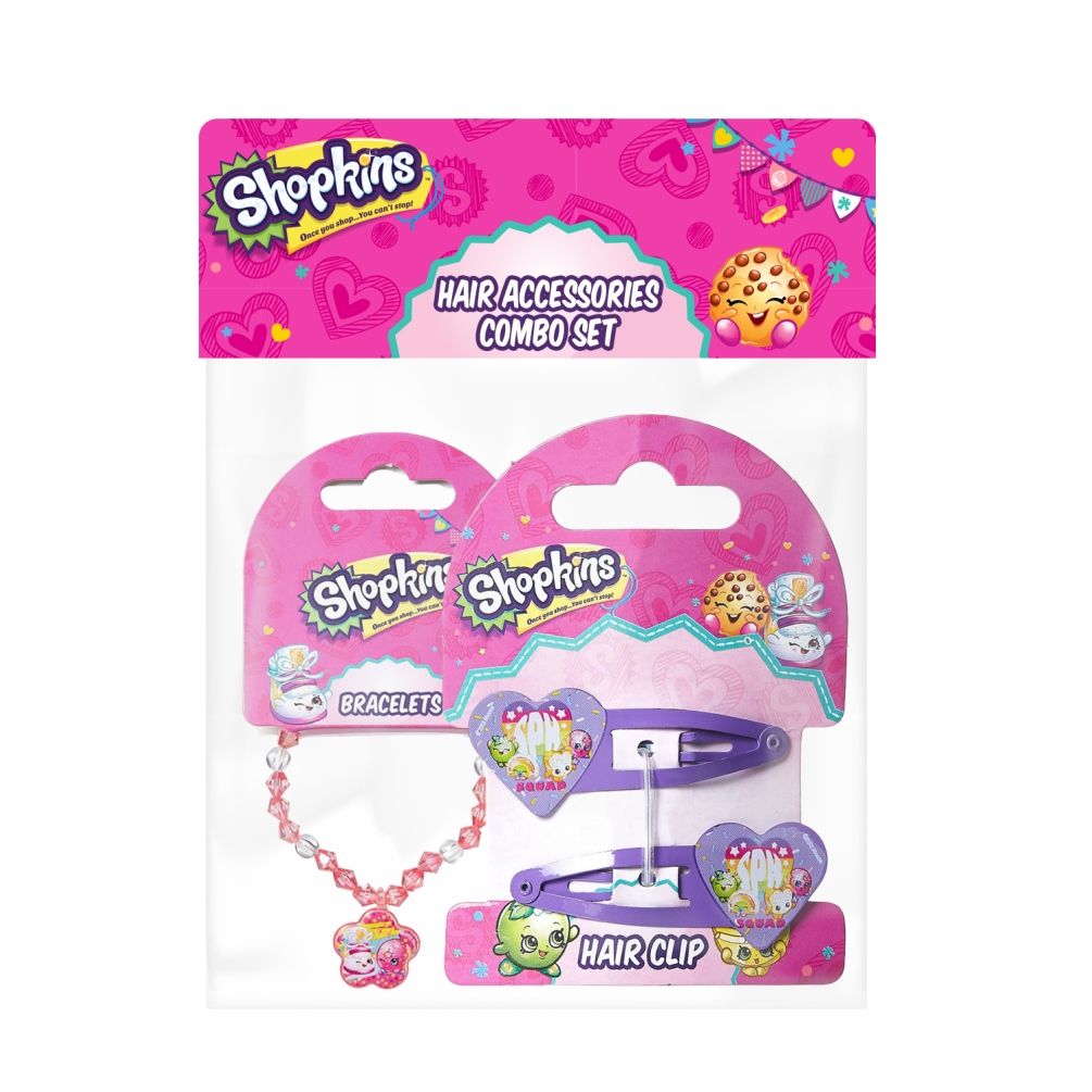 Shopkins - Bracelets Pink & Hair Clips  LavenderCombo