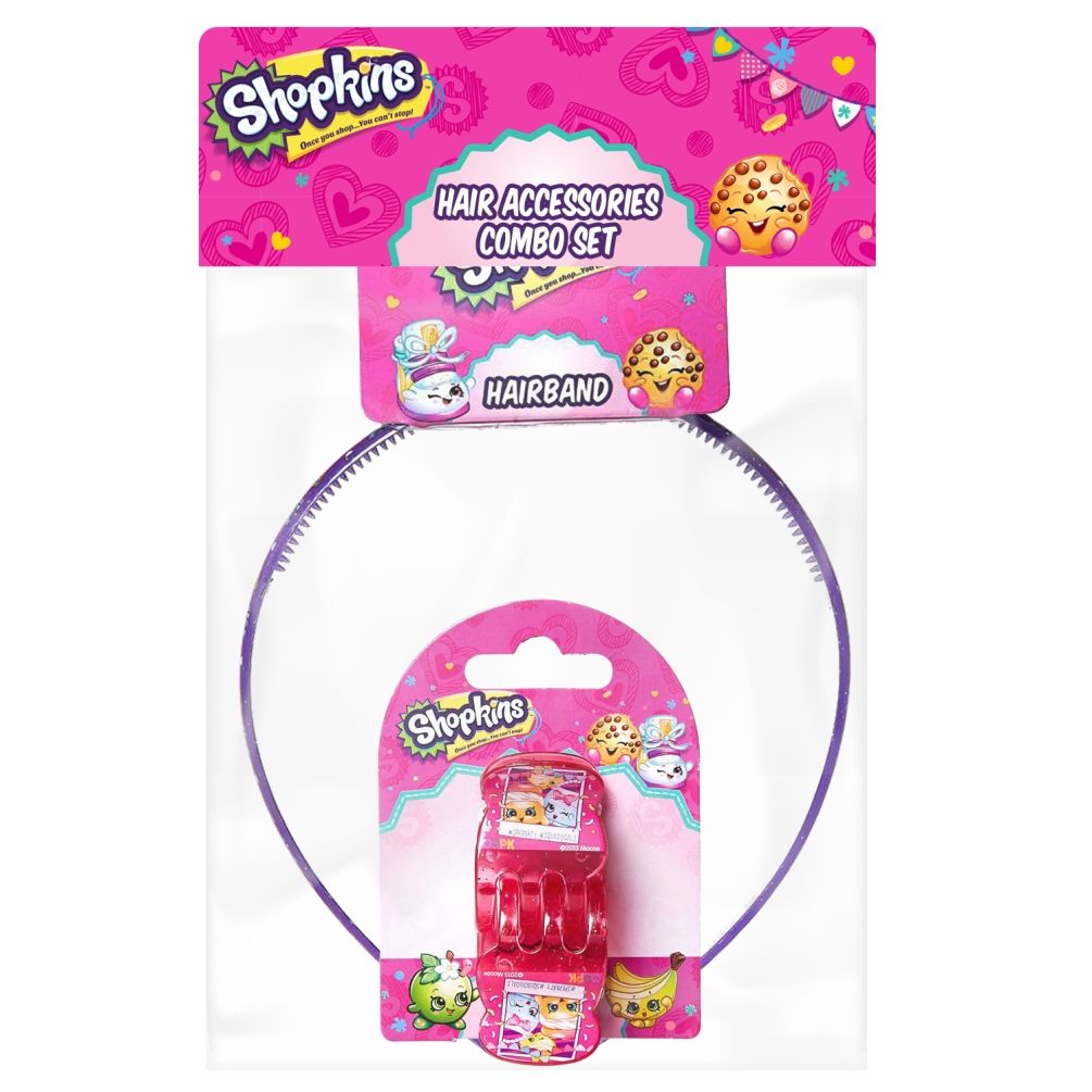 Shopkins - Hair Claws Pink & Hair Band Lavender Combo