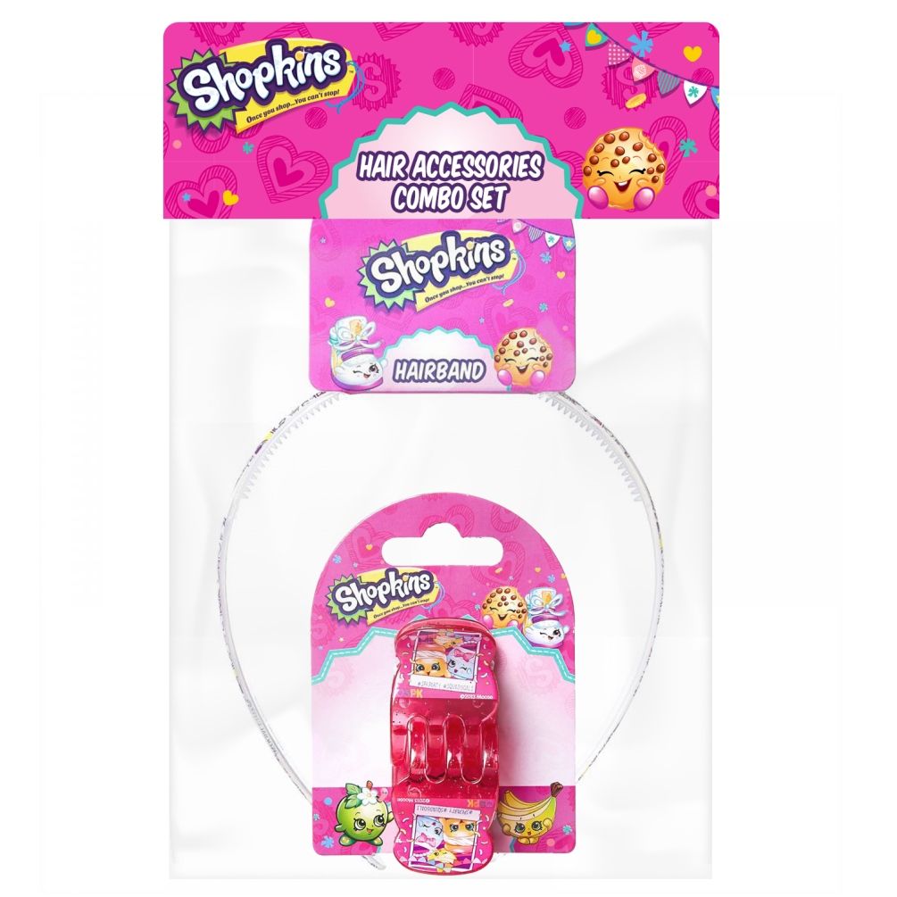 Shopkins - Hair Claws Pink & Hair Band White Combo