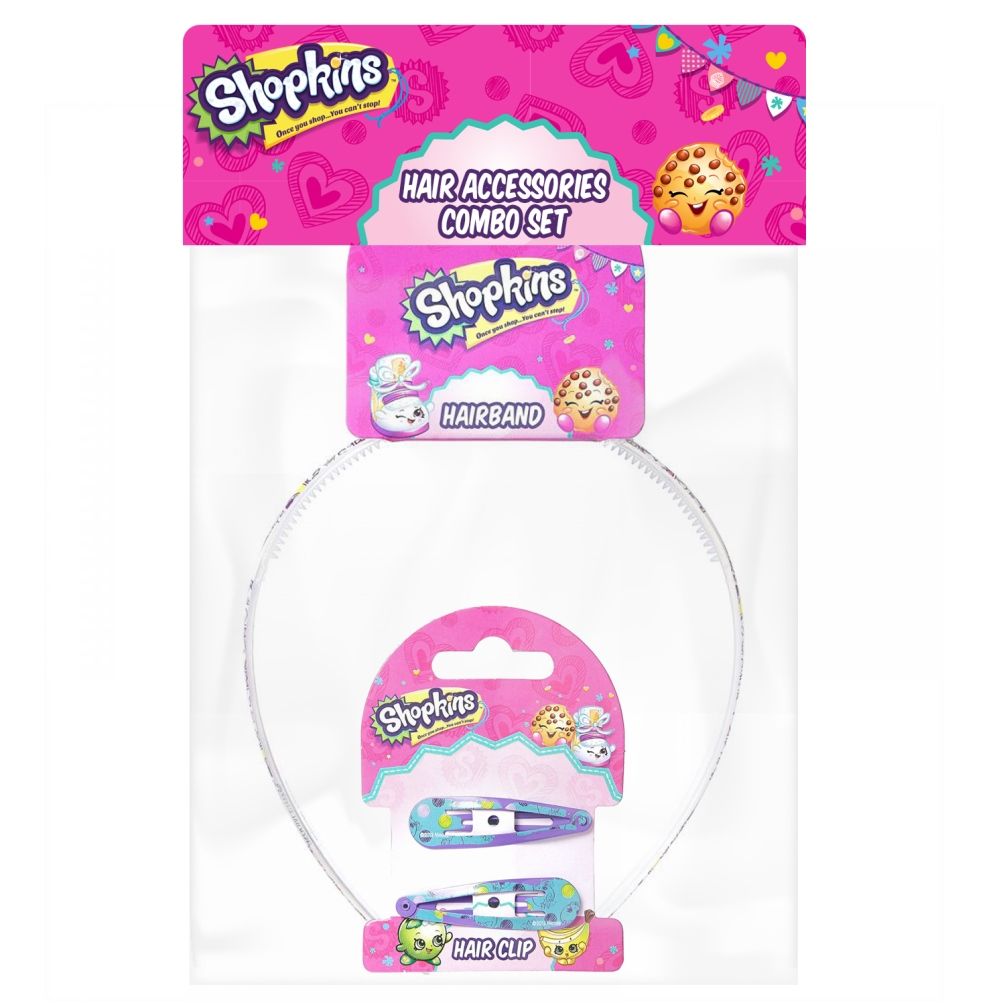 Shopkins - Hair Band White & Hair Clips Green Combo