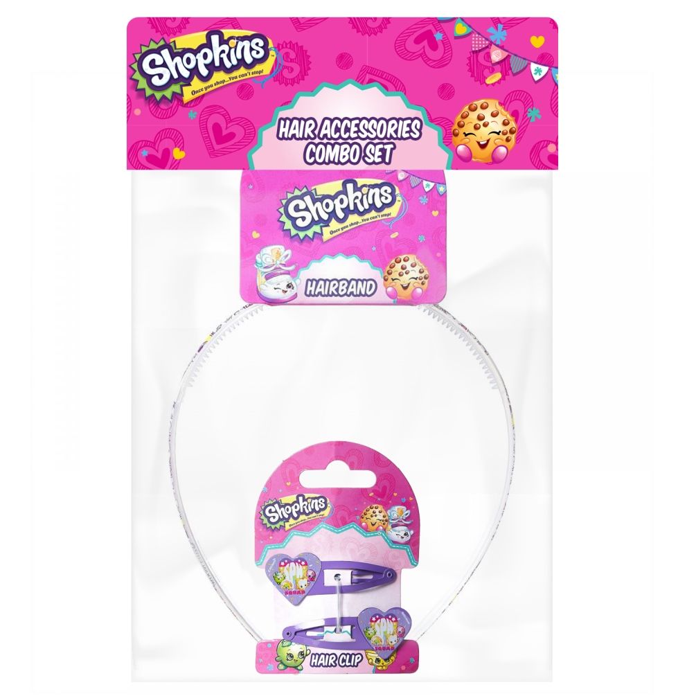 Shopkins - Hair Band White & Hair Clips Lavender Combo