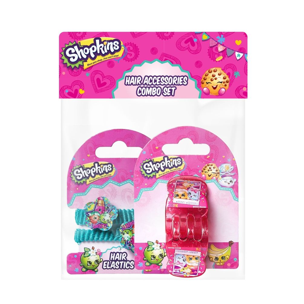 Shopkins - Hair Claws Pink & Pony Band Green Combo