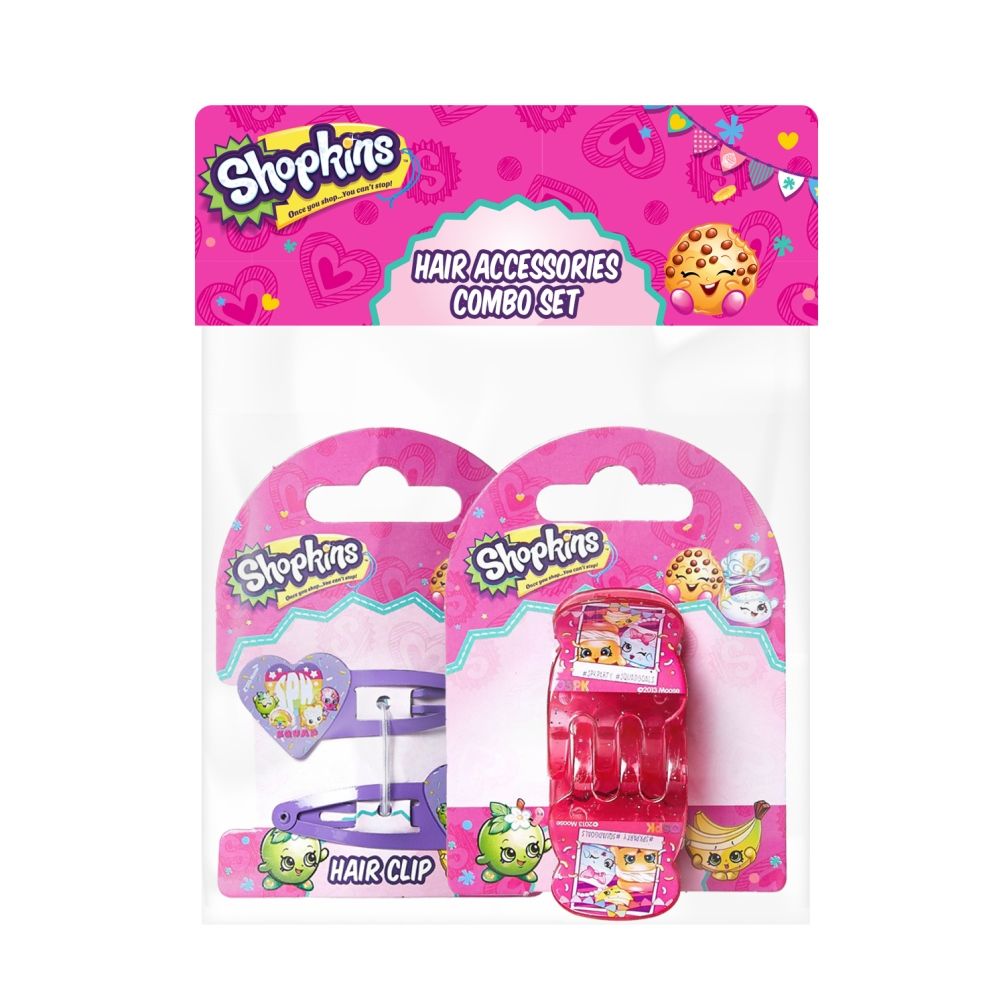 Shopkins - Hair Claws Pink &Hair Clips Lavender Combo