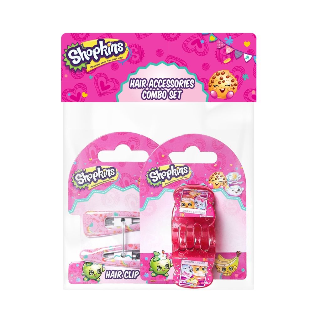 Shopkins - Hair Claws Pink &Hair Clips Pink Combo