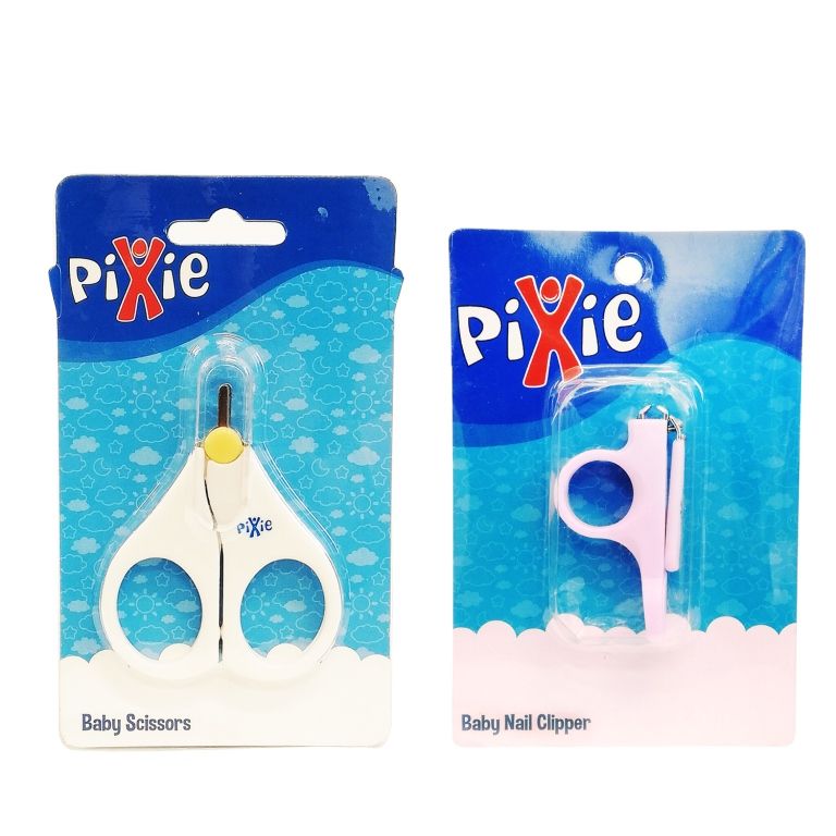 Pixie Baby Scissors + Baby Nail Clipper - White/Pink