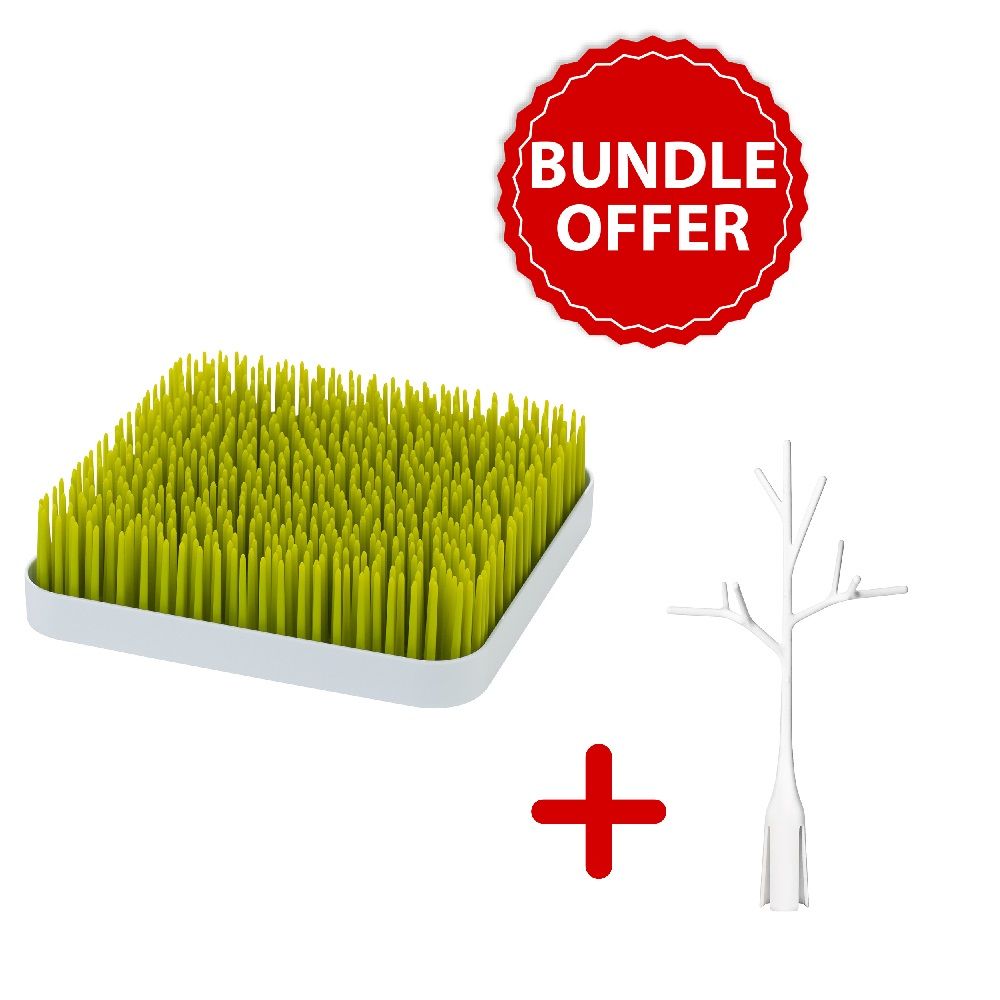 Boon Spring Green Grass Drying Rack with Twig - White