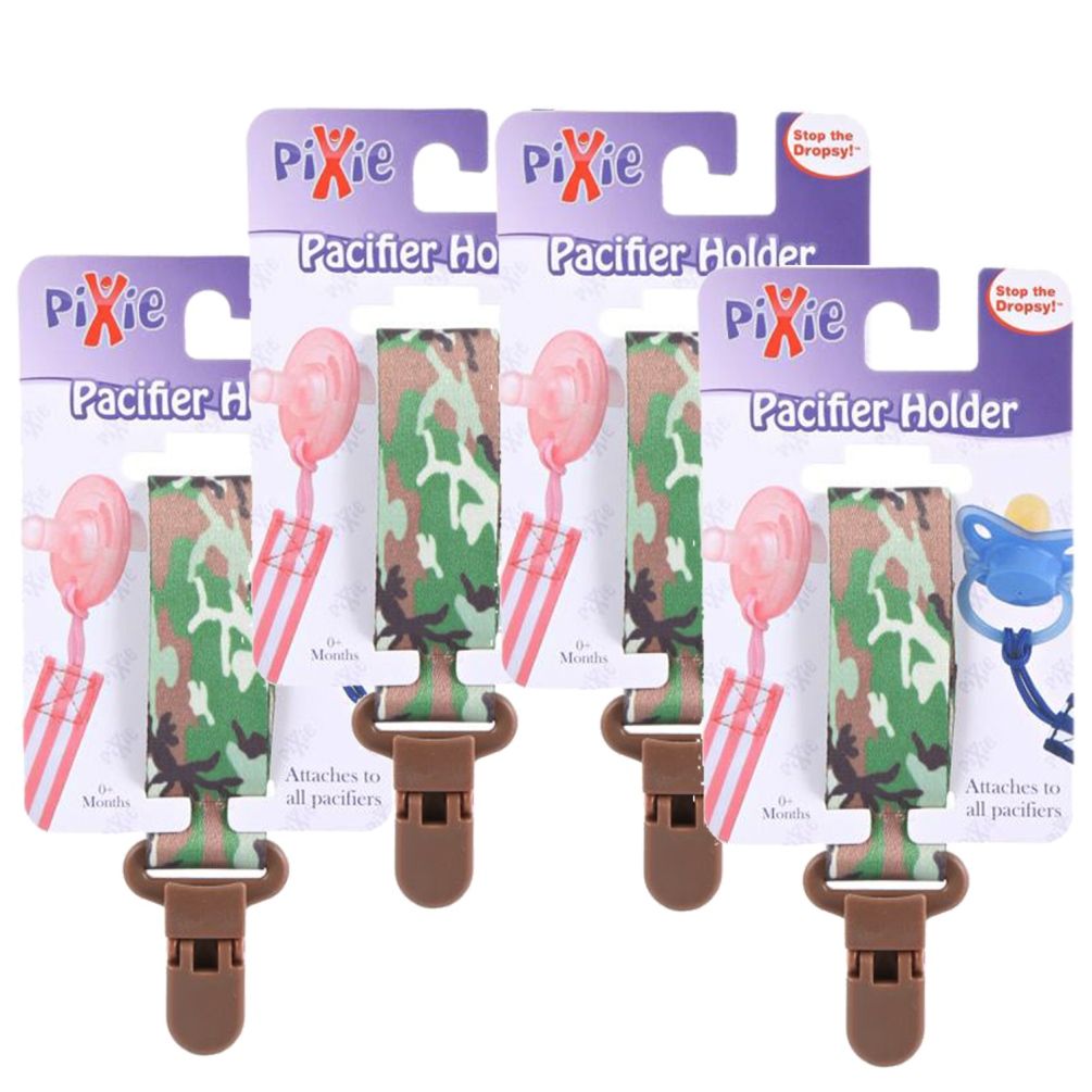 Pixie - Pacifier Holder Army Print (Pack of 4)