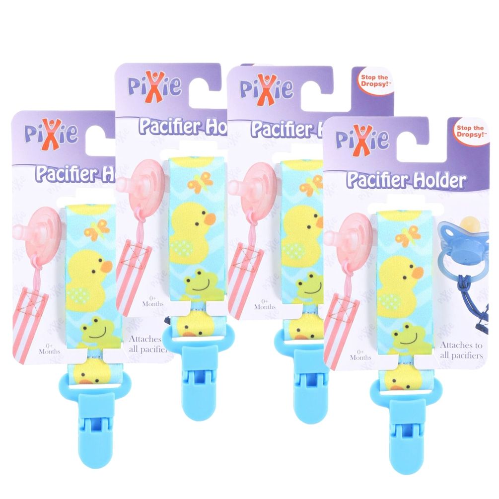 Pixie - Pacifier Holder Duck Print (Pack of 4)