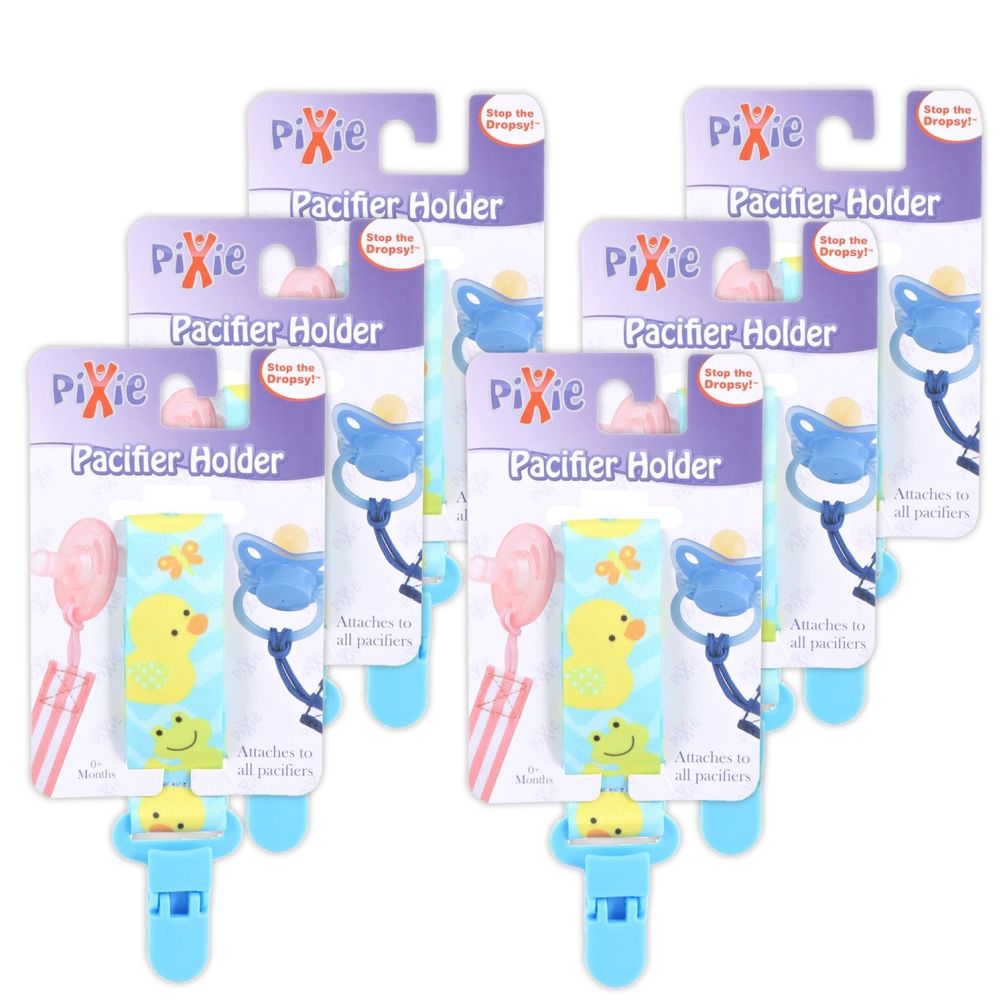 Pixie - Pacifier Holder Duck Print (Pack of 6)