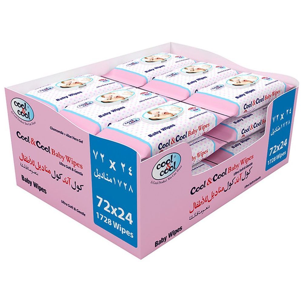 Cool & Cool - Baby Wipes 72'sx24 - 1728 Wipes