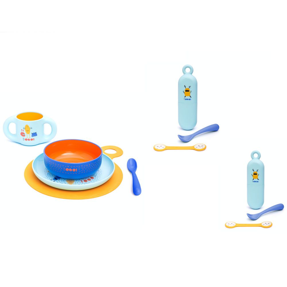 Suavinex Toddler Feeding Set Boy 6m+ + Booo Yellow + Bib Clip 2pcs.