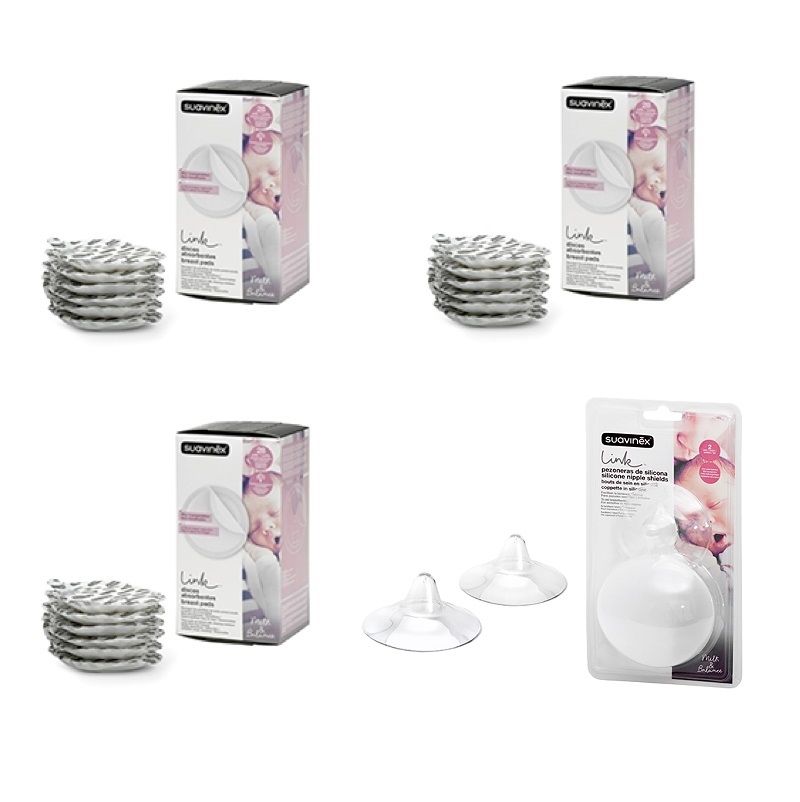 Suavinex - Breast Pads 3x28's + Silicone Nipple Shields 2's