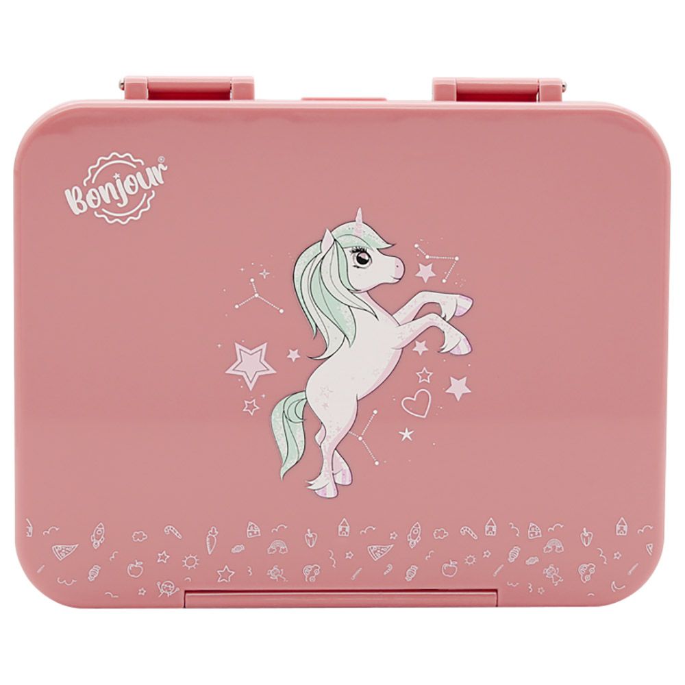 Bonjour - Uni Clip Tiffin Bento Lunch Box - Pink Unicorn