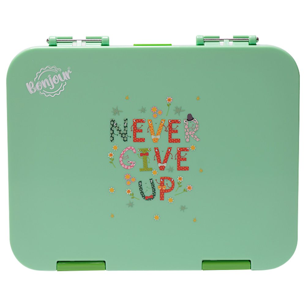 Bonjour - Dual Clip 4/6 Compartment Bento Lunch Box - Green