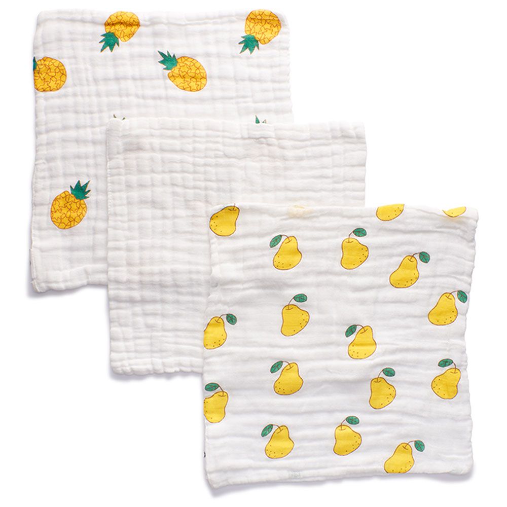 Anvi Baby - Organic Muslin Face Cloth 3pc - Quite A Pear