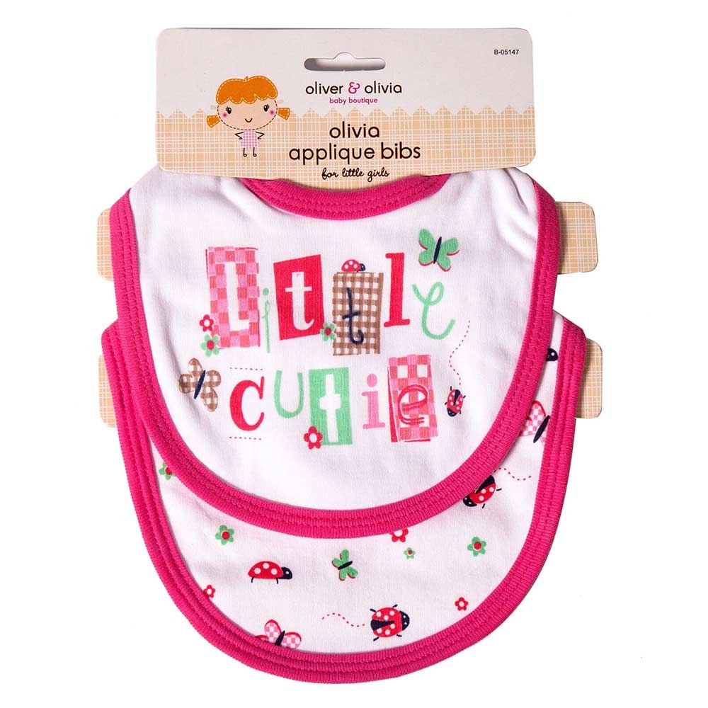 Oliver & Olivia - Girl Applique Bibs 2pk - Little Cutie