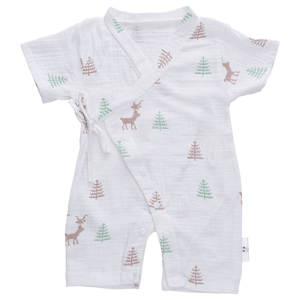 Anvi Baby - Organic Muslin Kimono Romper, Silent Night