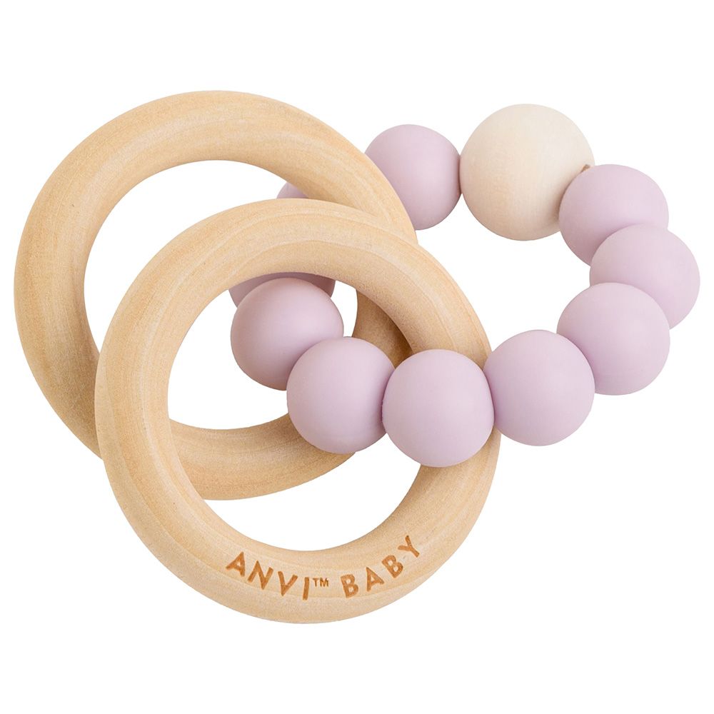 Anvi Baby - Wood And Silicone Teether Lavender Blue