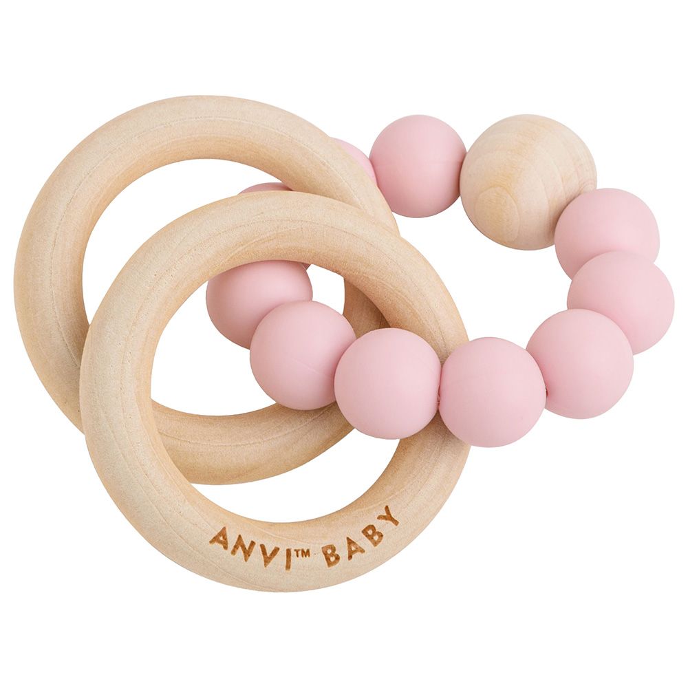 Anvi Baby - Wood And Silicone Teether - Periwinkle