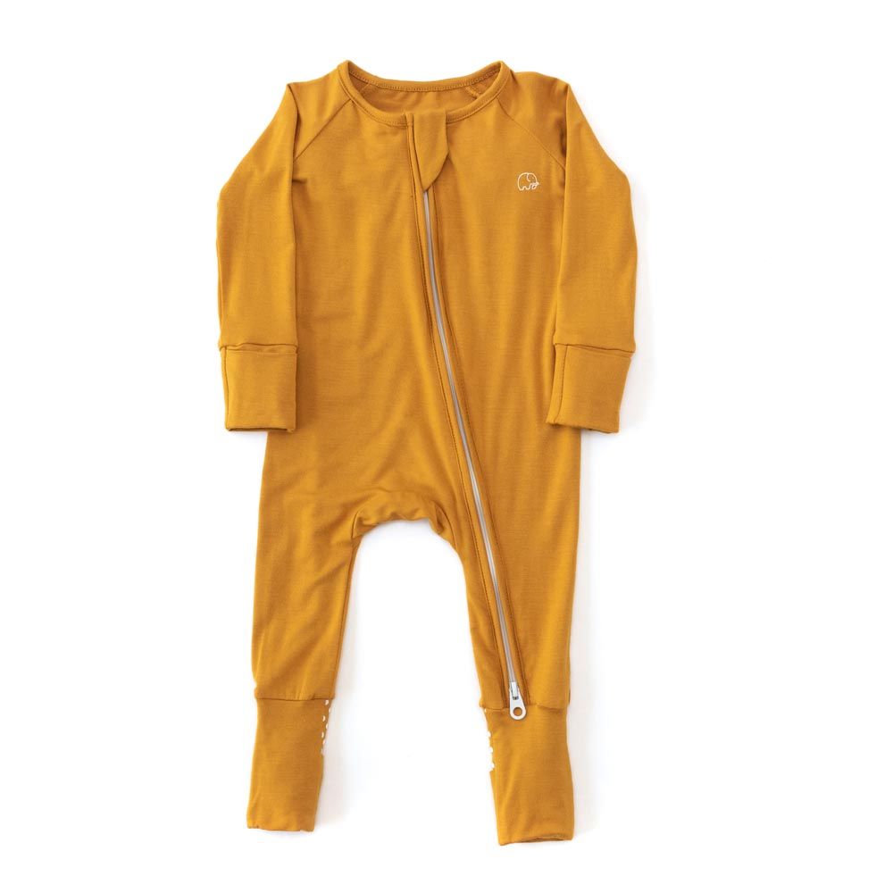 Anvi Baby - Organic Solid Zipper Sleepsuit - Mustard