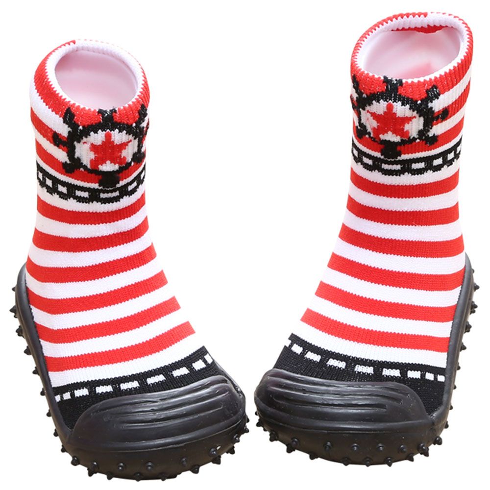 COOL GRIP Baby Shoe Socks Sailor Red Stripes