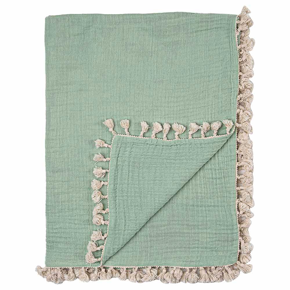 Crane Baby - 6 Layer Muslin Blanket - Evergreen