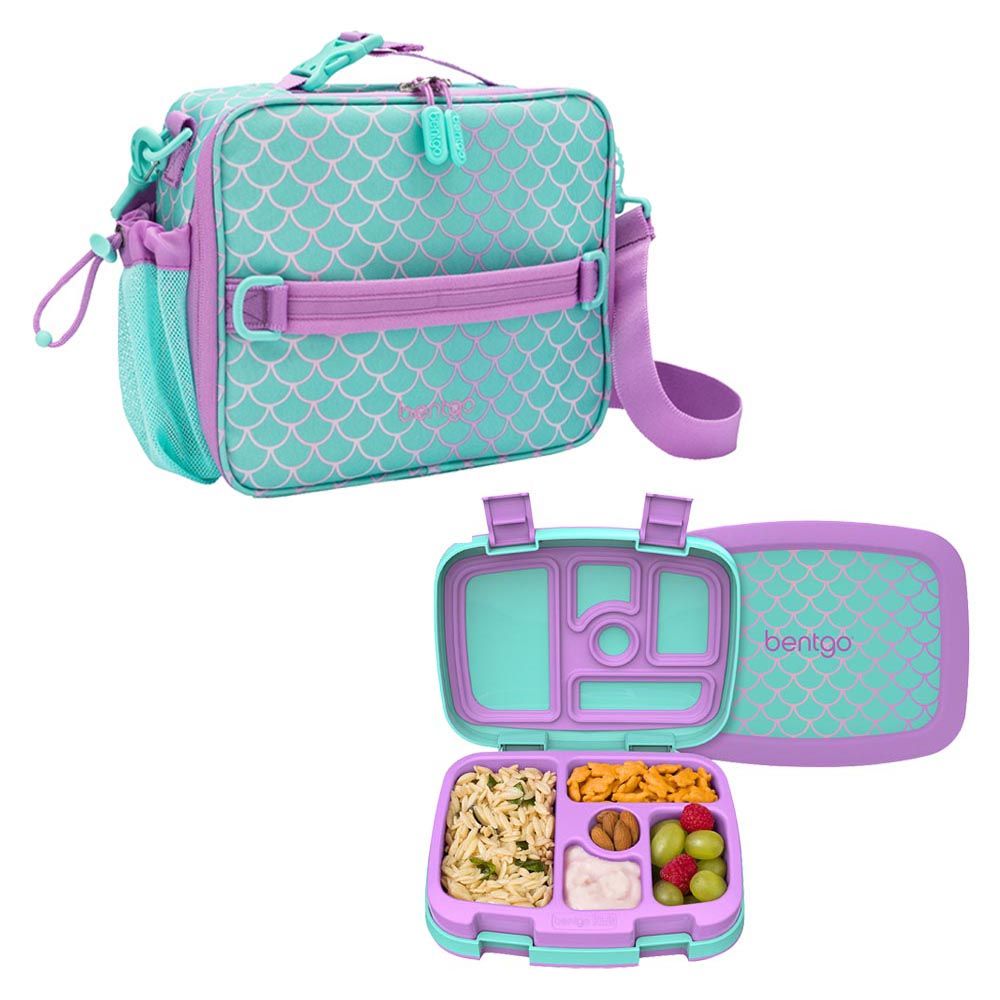 Bentgo - 5 Compartments Kids Prints Lunchbox & Lunchbag - Mermaid