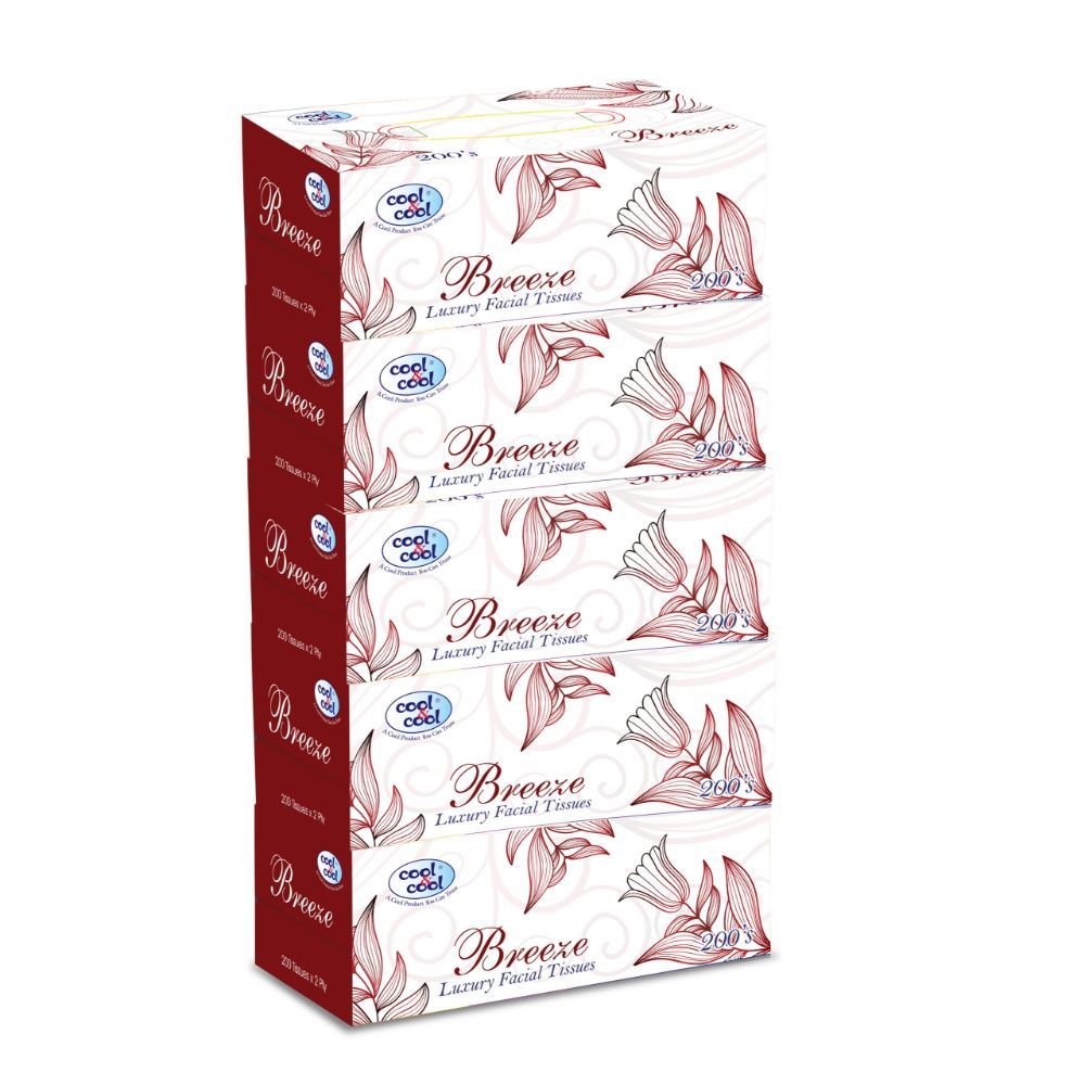 Cool & Cool - Breeze Facial Tissues 200's, Pack of 5