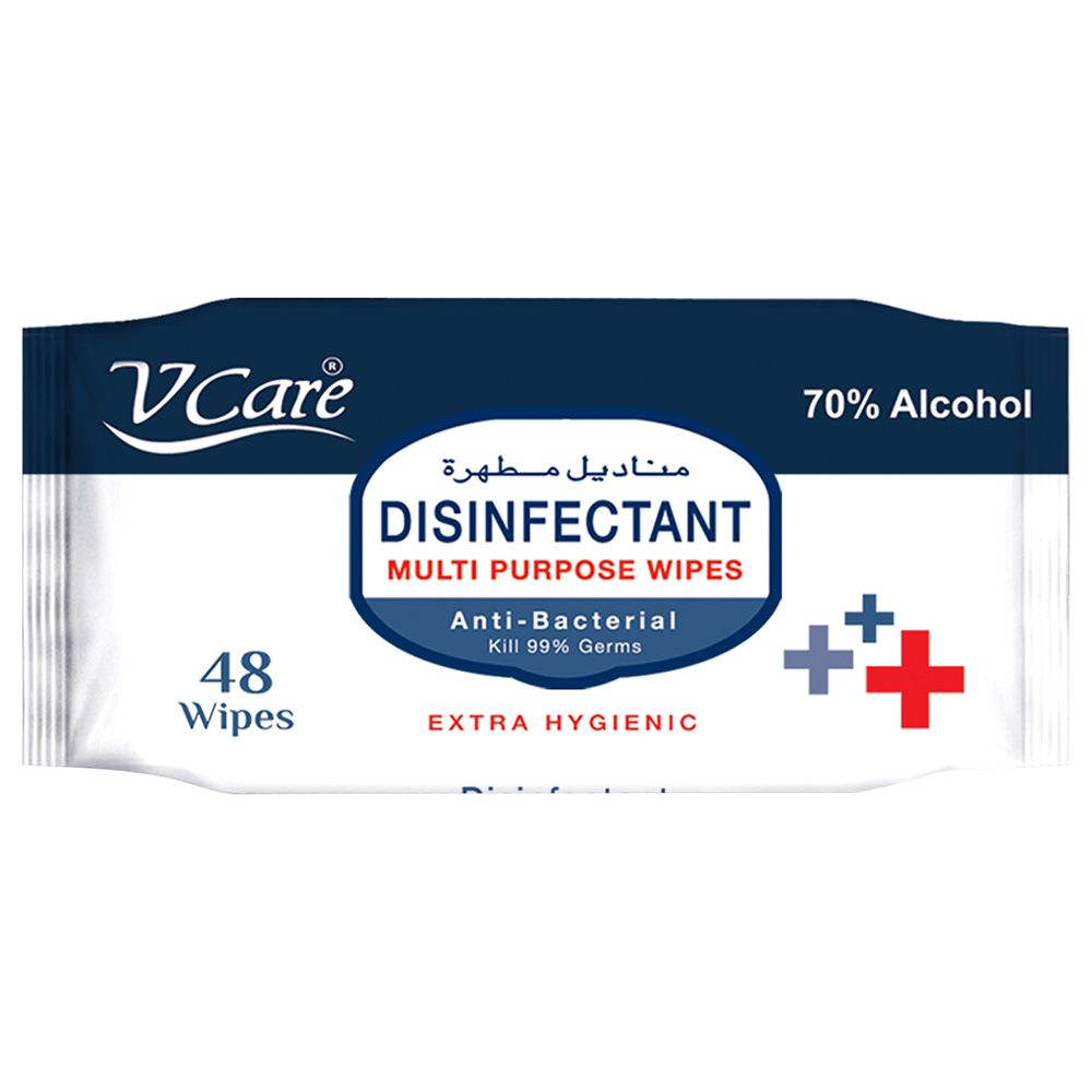 VCare - 70% Alcohol Disinfectant Multipurpose Wipes 48's