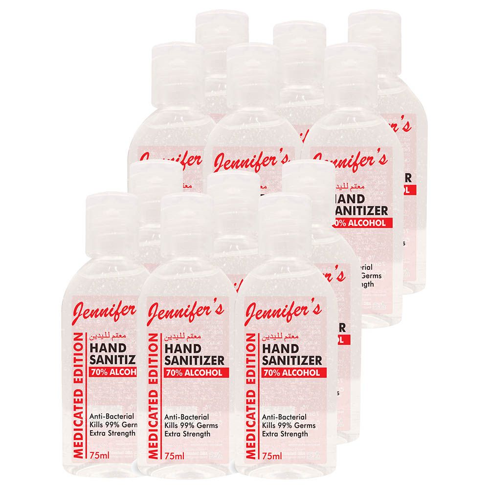 Jennifer's Hand Sanitizer Medicated 75ml Pack of 12