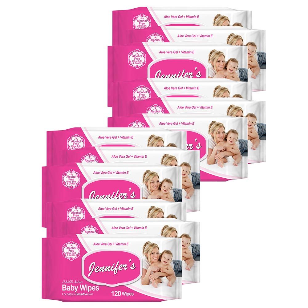 Jennifer's - Baby Wipes 120s Pack of 12 - 1440 Sheets