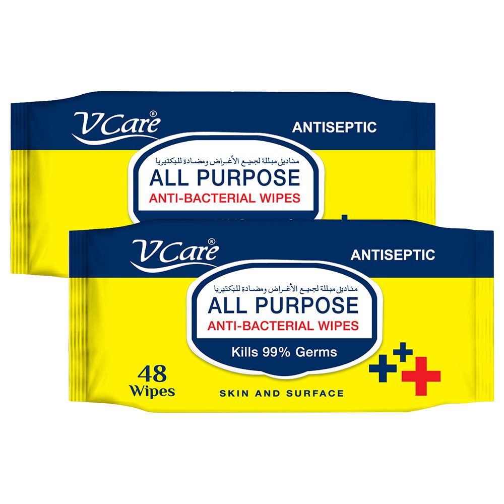 VCare - All Purpose Anti Bacterial Wipes 48pcs - Pack of 2