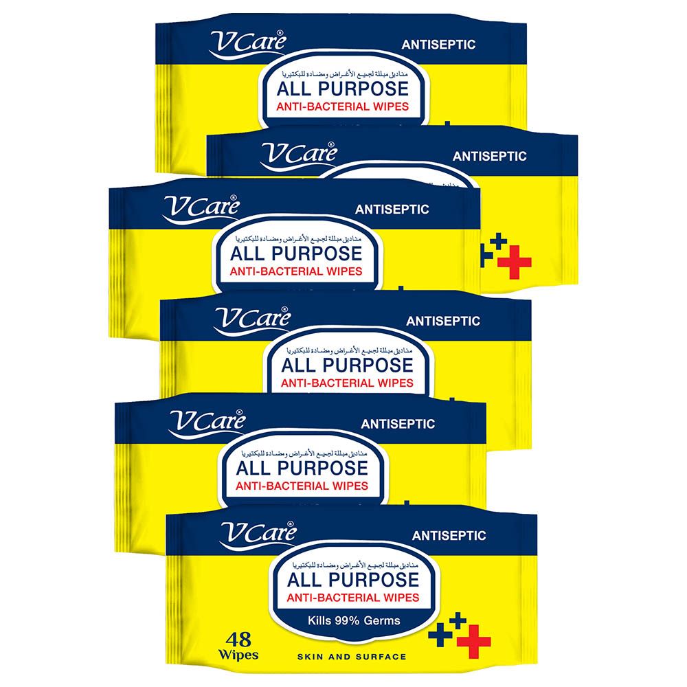 VCare - All Purpose Anti Bacterial Wipes 48pcs - Pack of 6