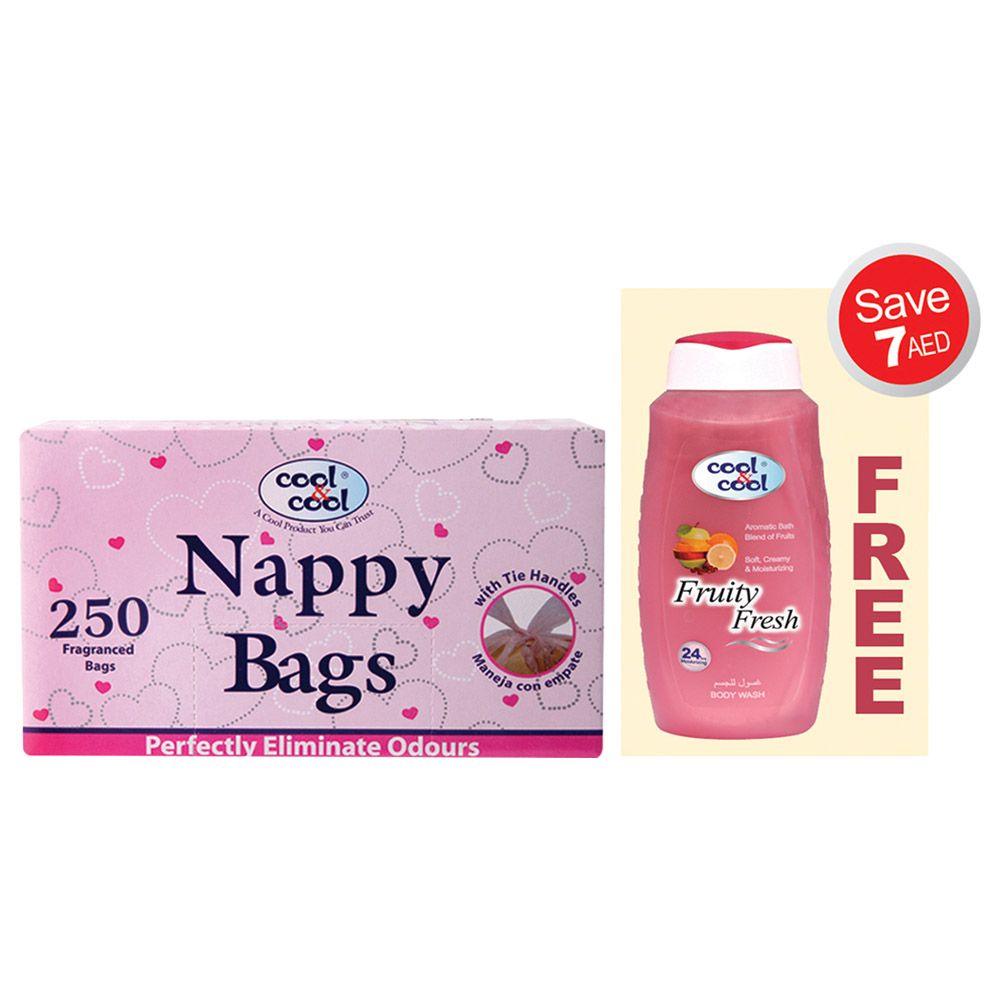 Cool & Cool Nappy Bags 250's + 100ml Fruity Body Wash Free