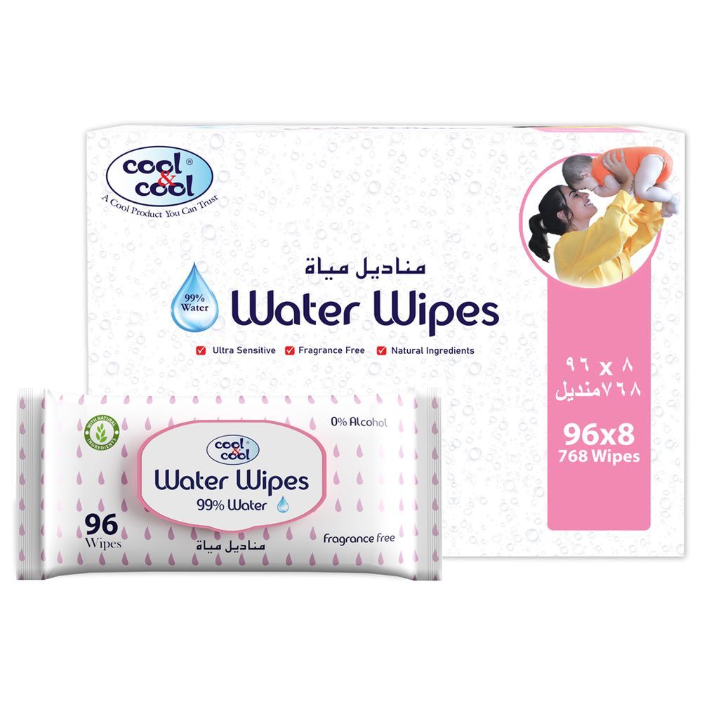 Cool & Cool - Baby Wipes 96pcs - Pack of 8 - 768 Wipes