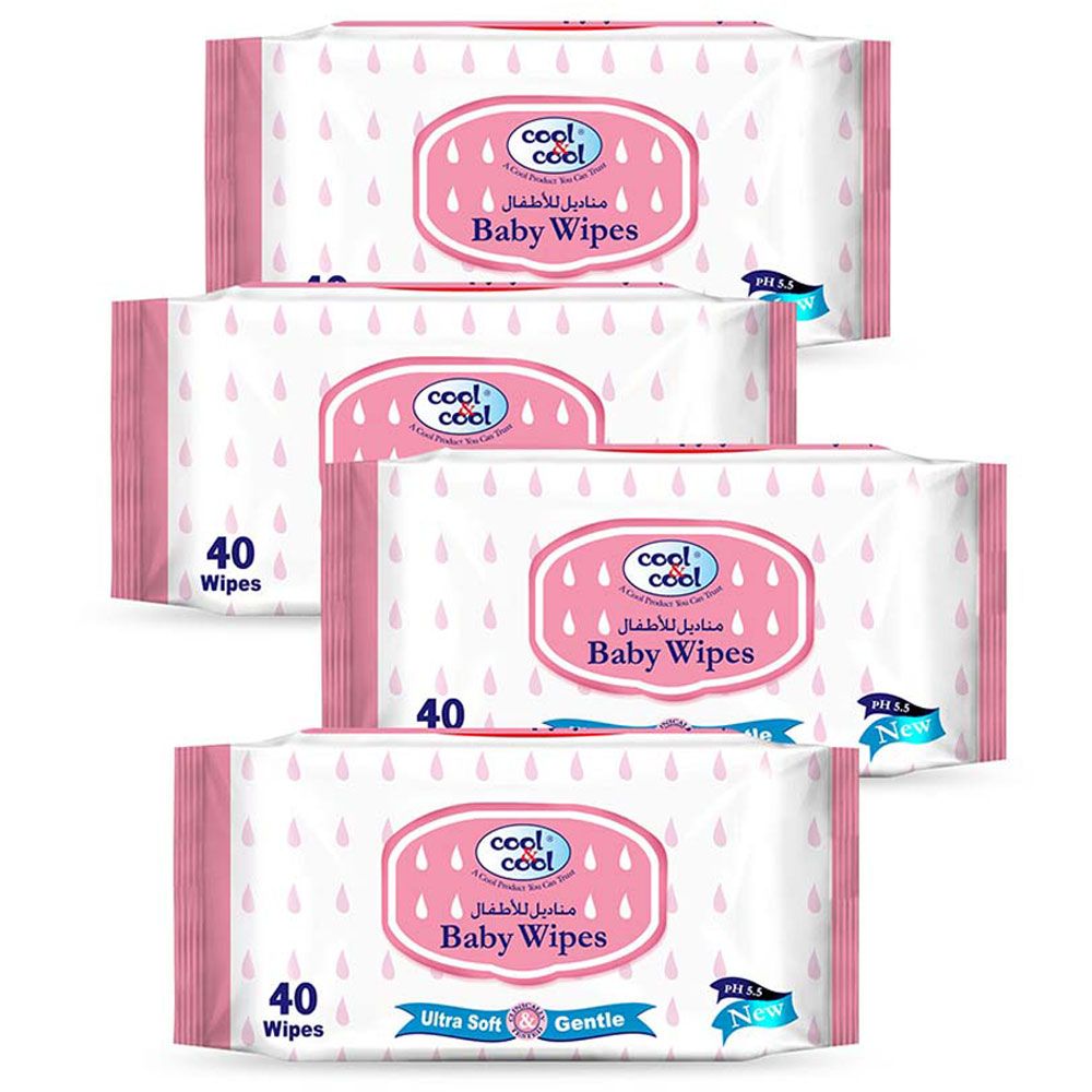 Cool&Cool - Baby Wipes, 40 Pack - 3+1 Free