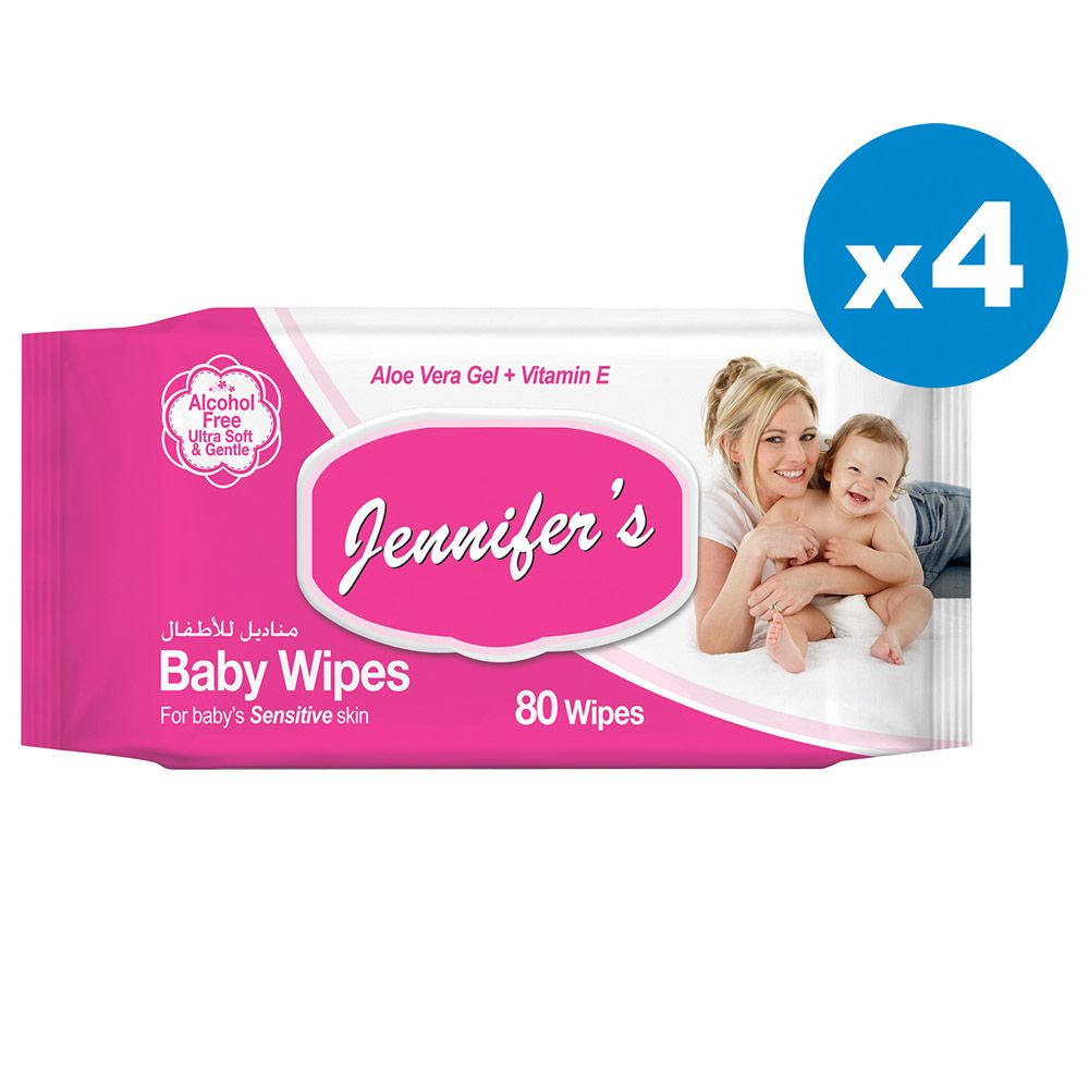 Jennifer's Baby Wipes 80s Pack of 4 - 320 Wipes