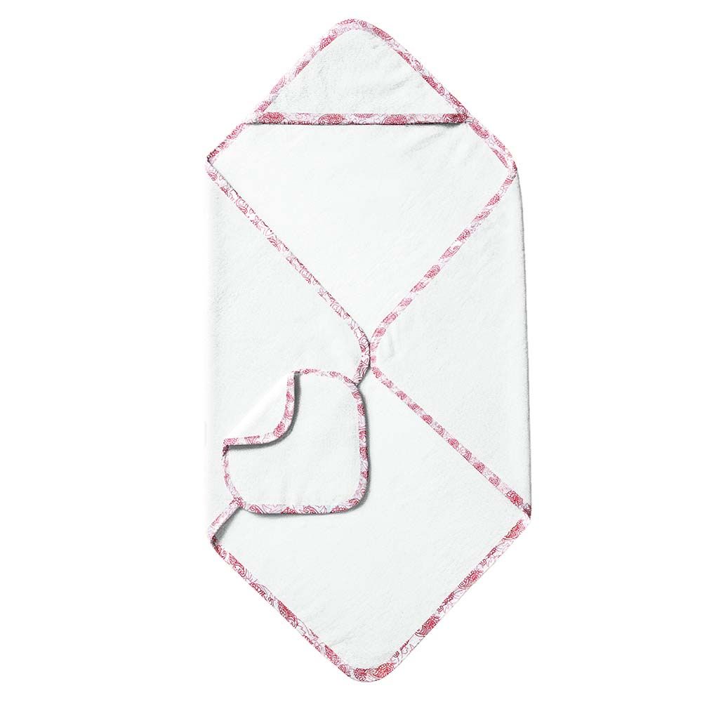 The Baby Atelier - Baby Hooded Towel Set - Red Floral